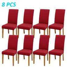 4pcs/6pcs/8pcs/10pcs Solid Color Chair Covers, Modern Removable Elastic Polyester Fiber Chair Slipcovers, Suitable For Living Room, Dining Room, Bedroom, Home Use, All Seasons - Red - View 10