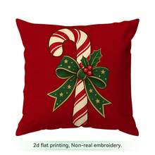 4pcs/1pc Christmas Candy Cane Pattern Pillow Case, No Insert, Single-Sided Printed Pillow Case, Suitable For Living Room, Bedroom, Home Decor, All Season Pillow Case - Multicolor - View 10