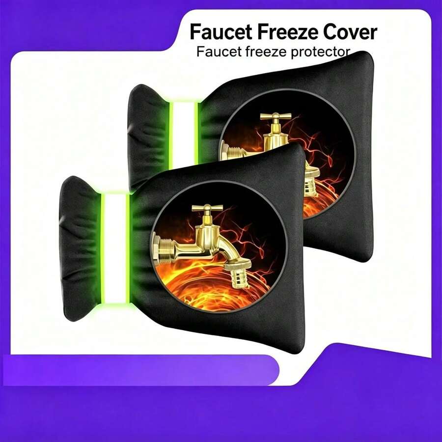 1Pc Faucet Freeze Cover, 5.9 * 8.3 Inch Outdoor Tap Freeze Protector, Winter Water Pipe Insulation Cover, Reusable Waterproof Faucet Sleeve, For Garden Yard Outside Tap, Christmas Winter Home Pipe Protection Gift - Multiple Styles - View 1