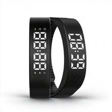 1pc Men's Soft Silicone Multi-Function Sports Electronic Wristband, Luminous Display. Can View Time, Dual Alarm And Hourly Chime Function, Pedometer, Calorie, Suitable For Daily Wear, Christmas Holiday Gift And Other Occasions. 60mAh - Black - View 6
