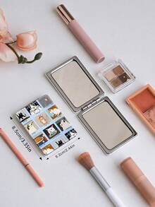 1PC Ins Cat Pet Series Portable Vanity Mirror, Foldable Lightweight Ultra-Thin Convenient Hand Mirror, PU Leather, Suitable For Multiple Scenarios And All People, Foldable Rectangular Mirror, Pocket Mirror, Cartoon Doodle Cute Cat Pet Pattern Design, Exquisite And Delicate, Easy To Carry, Handheld Makeup Mirror, 180° Flip Cover, Multi-Functional Mini Mirror, Compact Mirror, Mirrors, Daily And Holiday - Multicolor - View 4
