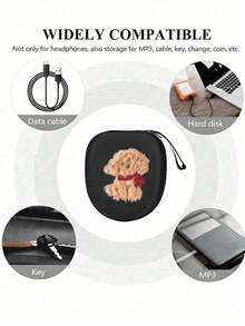 Sticky Cloth With Small Animal Patterns Headphone Carrying Case Design Cord Storage Bags, Universal Handheld Earphone Container For Outdoor And Home Use In Black, In-Ear Earphone Case, Compatible With Digital Bag, Suitable For Parties, Music Festivals And Daily Casual Wear, Birthday And Christmas Gift For Family And Friends - Multicolor - View 10
