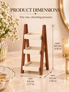 New 3-Tier Leopard Print Mini Jewelry Holder, Ring & Earring Storage Rack, Cute Vanity Decor, Desktop Organizer For Bedroom, Bathroom, Living Room And More - Multicolor - View 8