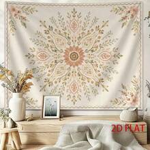 1pc Tapestry Retro Floral Mandala Tapestry, Soft Warm Tone Decorative Art Piece For Home Wall Hanging - Multicolor - View 2
