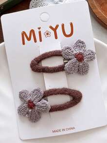 2pcs Embroidered Floral Hair Clips, Sweet Bangs Clips, Side Hair Clips, Hair Accessories - Multicolor - View 9