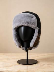 1pc Suede Texture Ushanka Hat, Unisex Super Soft Faux Fur Lining Ear Protection Russian Winter Hat, Thickened Constant Temperature Heat Retention Windproof Winter Hat, With Mountain Embroidery Pattern, Suitable For Skiing, Cycling, Outdoor Exploration And Cold Winter Daily Wear - Suede Trapper Hat - View 2
