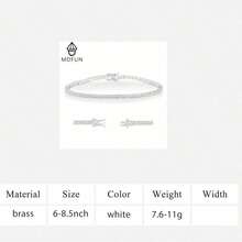 MDFUN 2.5mm Cubic Zirconia 925 Sterling Silver 18K Plated Women Tennis Bracelet - Silver - View 13