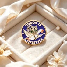 Funny Raccoon Riding Goose Enamel Pin "Chaos Is A Lifestyle" Quote Lapel Brooch, Cartoon Animal Badge For Backpack Jacket Hat, Unique Gift For Friends - Multicolor - View 3