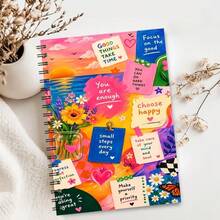 1 buah Buku Catatan Spiral A5 Kolase Boho Datar 2D, 50 Lembar (100 Halaman), Untuk Catatan Pelajar & Kantor, Perencana & Buku Harian, Hadiah Kreatif Untuk Profesional & Pelajar - Satu buku (50 halaman, 100 halaman) - View 9