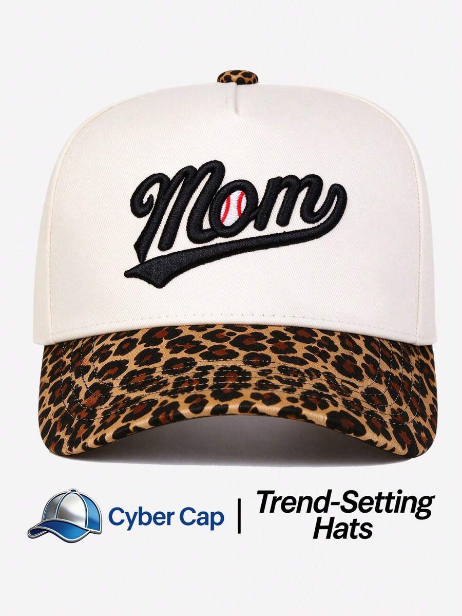 1pc Women's "Mom" Trucker Hat Adjustable Design Stylish Embroidered Five-Panel Cap Perfect For Casual Wear, Parties Travel
