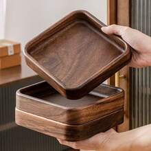 Walnut Wood Fruit Tray Solid Wood Household Snack Tray Dried Fruit Tea Snacks Nuts Storage Divided Compartments - Walnut - View 4