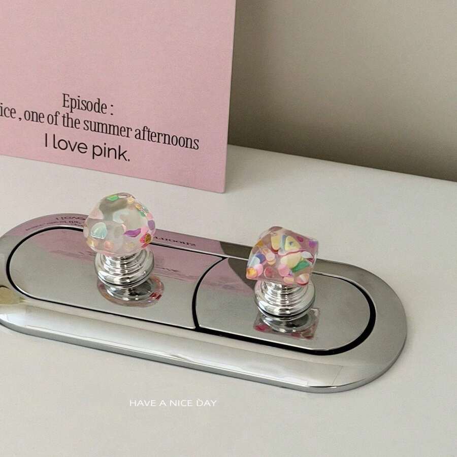 Colorful Glitter Toilet Flush Button Cover Decoration For Bathroom Water Tank Buttons, Also Suitable For Nail Art Assisting Purposes,Bathroom,Bathroom Accessories - 1pc Multicolor - View 1