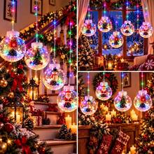 USB Christmas Ball Lights, 4pcs/8pcs Options, Warm & Colorful Light Choices. Ball Interior Features Christmas Tree, Santa Claus, Gift Box, Snowman, Pine Cone, Snowflake Christmas Decorations, Transparent Ball Design Exquisite & Cute, Full Of Atmosphere. USB Powered, Plug & Play, Easy To Use, Convenient To Hang. Light String Equipped With Multi-Mode Dynamic Lighting, Constant, Flashing, Gradient Switching At Will. - USB Christmas Ball Lights - View 6