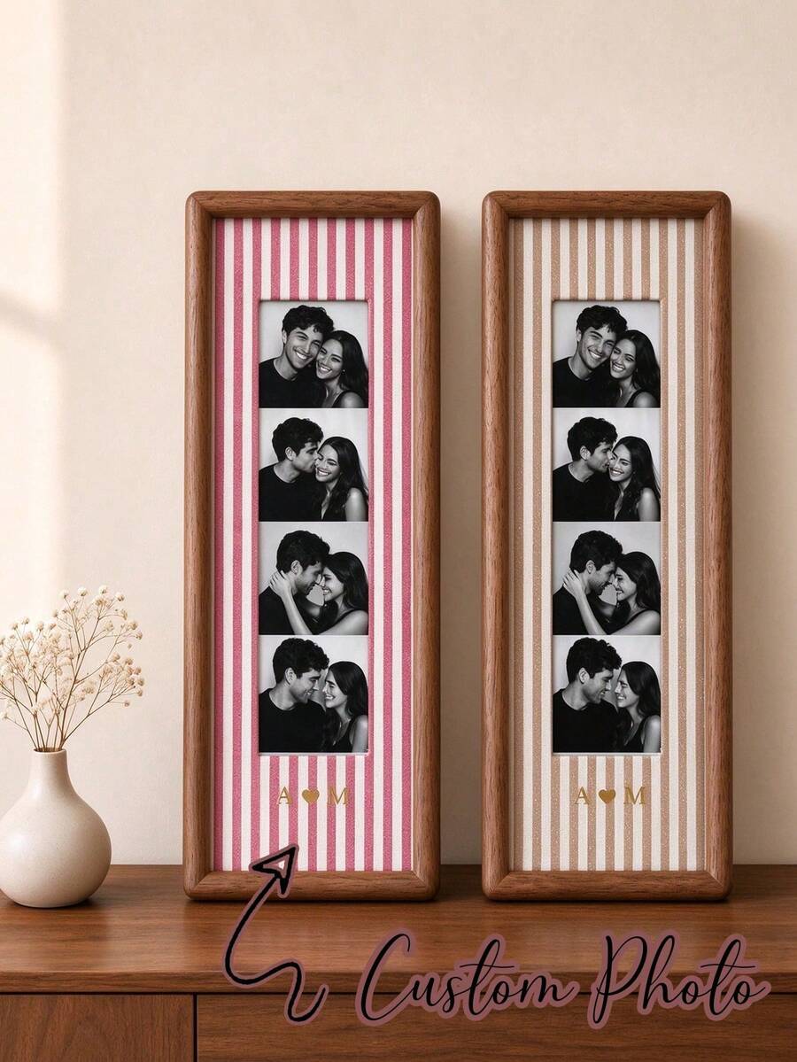 Custom Photo Strip Frame, Personalized Wood Picture Frame, Custom Couple Photo Strip Frame, Custom Photo Booth Picture Frame,Couple Anniversary Gift, Wedding Keepsake, Gift For Him Her, Home Decor
