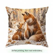4pcs/1pc Winter Forest Animal Pattern Pillow Covers, Single-Sided Printed Pillow Covers, Suitable For Living Room, Bedroom, Home Decor, All-Season Pillow Covers - Multicolor - View 13