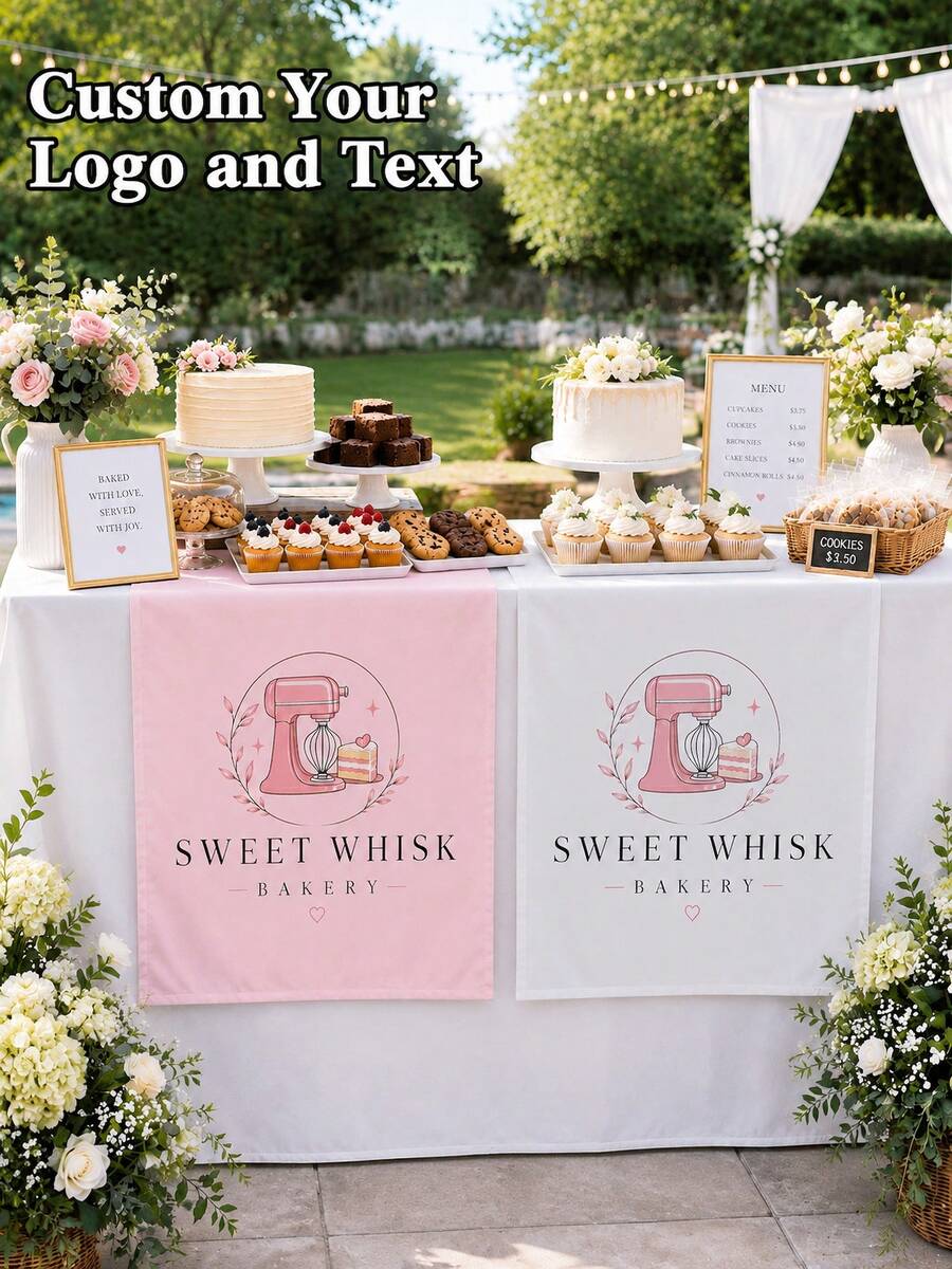 Taplak Meja Dekoratif yang Dipersonalisasi, Dapat Disesuaikan dengan Logo dan Teks Anda, Cocok untuk Dekorasi Ruangan, Dekorasi Rumah, Taplak Meja Bar, Pasar, Pameran Kerajinan, dan Promosi Merek Usaha Kecil, Modis dan Cantik, Sempurna sebagai Hadiah Ulang Tahun, Hadiah Liburan, Hadiah Natal - MultiWarna - View 1