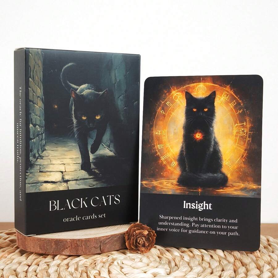 Black Cats Oracle Cards, 50-Card Mystical Cat & Witchy Divination Deck ...