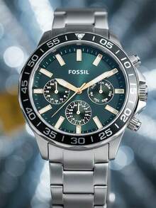 Fossil Men's Stainless Steel Quartz Movement Leather Strap Watch - Silver Ribbon Silver Plate - View 7