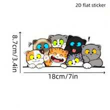 1pc Cat Car Sticker Hot-Selling Popular Motorcycle Personalized Creative Scratch Cover Electric Scooter Reflective Sticker Cartoon Personalized Creative Motorcycle Night Warning Sticker Cute Cat Scratch Cover Sticker - Multicolor - View 2