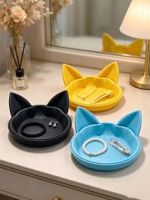 Nampan Penyimpanan Perhiasan Telinga Kucing Lucu, Bahan PLA Cetak 3D, Tempat Cincin, Anting, Gelang, dan Aksesori Rambut, Organizer Meja Kreatif, Hadiah Ulang Tahun untuk Sahabat Perempuan - MultiWarna - View 9