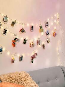 1 Set 1/2/3/4/5/10M Photo Clip Fairy Light String, Indoor Bedroom Wall Home Decor With Plastic Clips, Wedding Birthday Party & Christmas Decor, Girls Room Ambient Lights - Yellow light - View 7