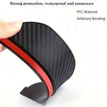 2pcs Multifunctional Car Rearview Mirror Rain Eyebrows, Thickened Carbon Fiber Texture Rain Cover, Anti-Falling Edges, Anti-Raindrops In Rainy Days, Anti-Glare At Night, Maintain A Clear View Of The Rearview Mirror, General-Purpose Auto Parts - A - View 5