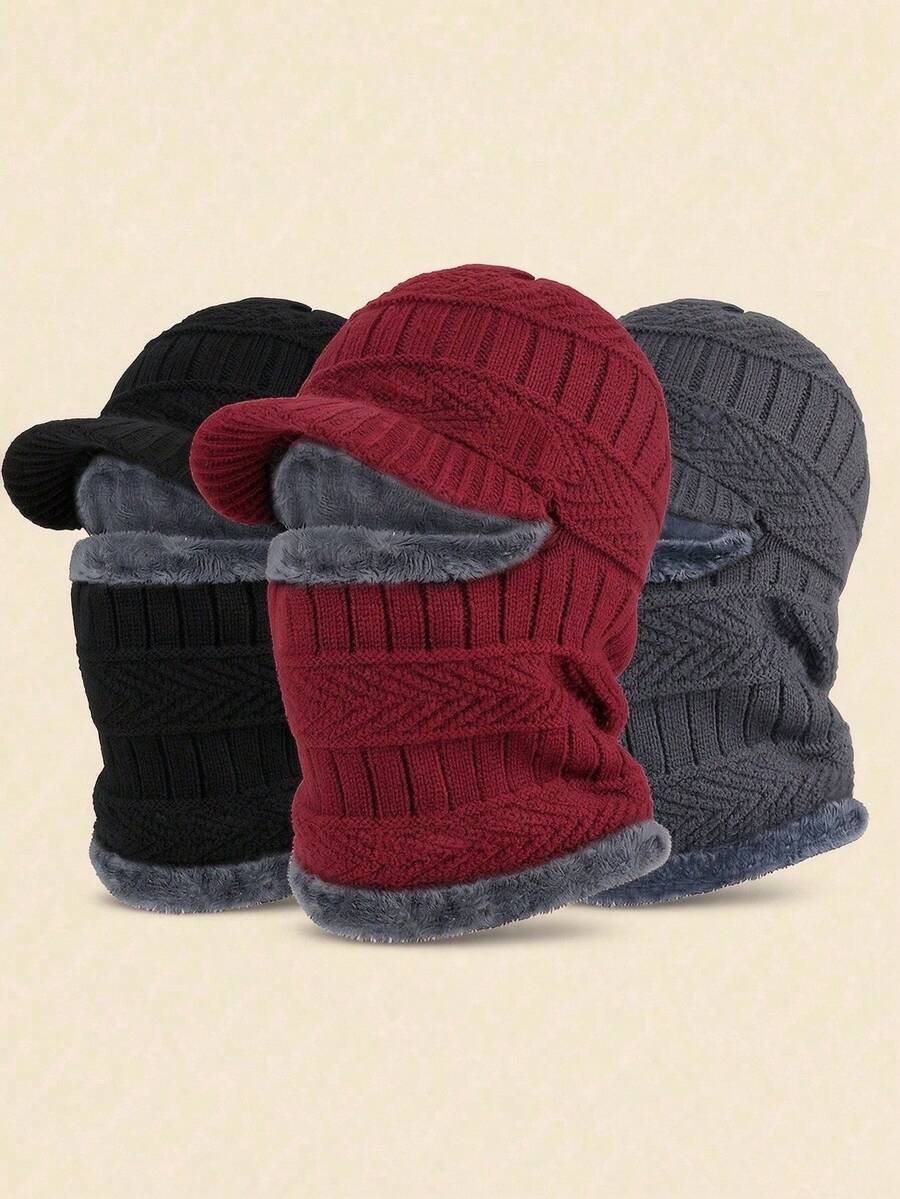 1 Peça Gorro de Tricô Unissex, Forro Grosso e Quente, Boné de Inverno ...