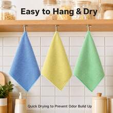Colorful Flat Cleaning Cloth And Scouring Pad Set, Ultra Soft, Quick Drying And Absorbent - Multicolor - View 3