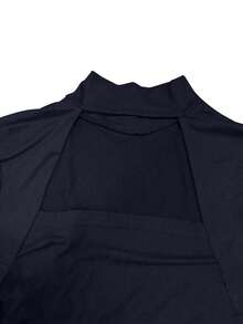 Sexy Hollow Chest Cutout Fitted Curve Women's Top, Autumn/Winter New Style, Party Daily Commute - Navy Blue - View 7