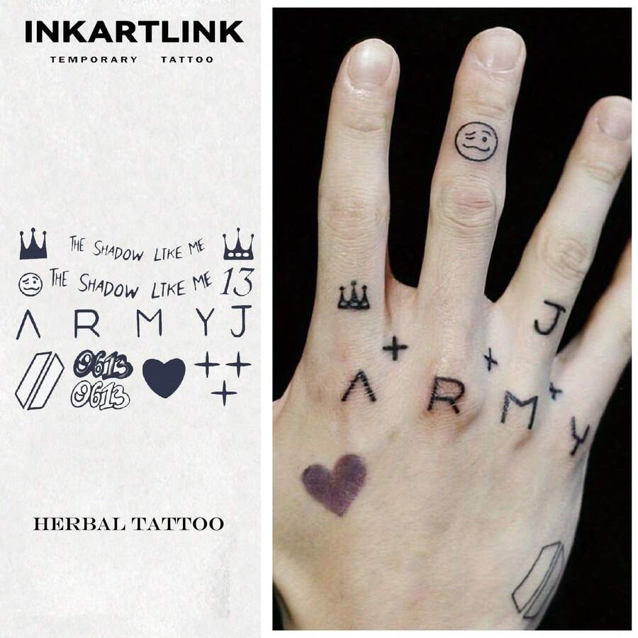 INKARTLINK Innovative Temporary Tattoo Technology, Semi-Permanent Tattoo, Letters, Crowns, Numbers, Realistic Tattoo, Heartbeat Tattoo, Temporary Tattoo, Fake Tattoo, Waterproof, Authentic Tattoo Look, Niche Design Tattoo, Juice Tattoo, Plant Tattoo
