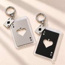 1pc/2pcs Unisex Alloy Poker Beverage Can Opener Transparent With Portable Pendant Alloy Poker Keychain Simple Easy Pull Can Opener Hanging Decoration Practical Bag Charm - Multicolor - View 1
