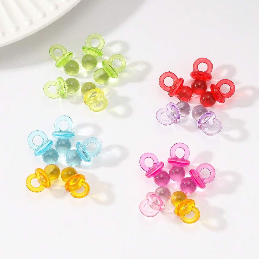 60/40/20PCS Mixed Color Transparent Acrylic Pacifier Pendant, Can Be Used As Earrings, Bracelets, Necklaces, Keychains And Other Cute Cartoon Accessories, Random Color - Nipple - View 1