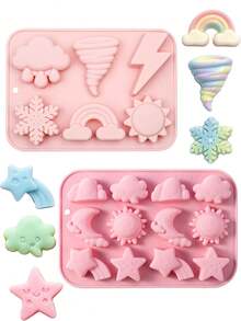 1/2pcs Sun Rainbow Lightning Tornado Snowflake Cloud Soap Molds - Reusable And Easy To Clean, Suitable For DIY, Soap Making, Wax Crafts, Clay, Resin Crafts, Including Dinosaur Shapes, Perfect For Parties And Craft Enthusiasts - A - View 5