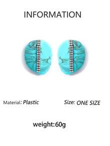 1 Pair Vintage Niche Unique Tie-Dye Resin Geometric Dangle Earrings With Vertical Rhinestone Chain, Luxury Atmosphere Vacation Earrings - Vertical Rhinestone Drop Earrings - View 8