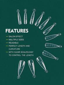 nailpop Boxed Acrylic Full Coverage Nail Mold With Guide Lines For Solid Gel Nail Art, Reusable Non-Stick Durable Easy DIY Nail Styling - Clear - View 5