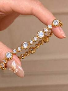 1pc Vintage Old Money Style Bubble Rhinestone Bracelet, Luxury Niche Design, Fully Embellished Rhinestone Versatile Daily Commute Wrist Accessory - Bracelet - View 7