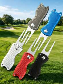 Garpu Lapangan Golf Multifungsi, Garpu Bola, Aksesori Lapangan Golf, Garpu Lapangan Golf Lipat dengan Pegas, Alat Perbaikan Lapangan Golf dengan Pegangan Paduan Aluminium dan Garpu Baja Tahan Karat, Aksesori Golf Penting yang Praktis dan Tahan Lama, Hadiah Sempurna untuk Pegolf - MultiWarna - View 10