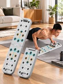 1pc Grey Foldable Push Up Board, Minimalist Style ABS Plastic Multi-Hole Workout Board, Foldable Portable Design, Full Body Muscle Training Fitness Equipment, Ideal For Home Gym, Daily Workout & Christmas Gift - Multiple Styles - View 2