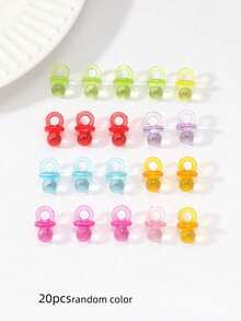 60/40/20PCS Mixed Color Transparent Acrylic Pacifier Pendant, Can Be Used As Earrings, Bracelets, Necklaces, Keychains And Other Cute Cartoon Accessories, Random Color - Nipple - View 4