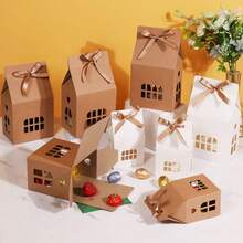 10/20/50 Pcs Gingerbread House Gift Box, Gift Packaging Box, Simple White Gift Box With Bow,Suitable For Holiday Party Decoration, Candy Box, Jewelry Box,Gifts For Teachers, Classmates, Friends, Girlfriends - Multicolor - View 3