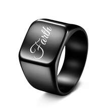 1pc Customized Engraved Square Stamp Ring, Men's Ring, Gold Ring, Stainless Steel Ring, Personalized Letter/Name Ring, Minimalist Style Unisex Gift, Black/Silver/Gold 3 Colors Available - Multicolor - View 6
