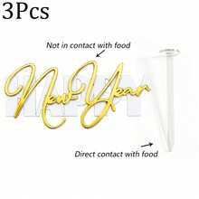 1 cái/3 cái/6 cái topper bánh kem acrylic Happy New Year, trang trí bánh gương vàng, thiết kế hộp quà, trang trí bánh tiệc đêm giao thừa, dụng cụ làm bánh tráng miệng - Nhiều màu - Xem 9