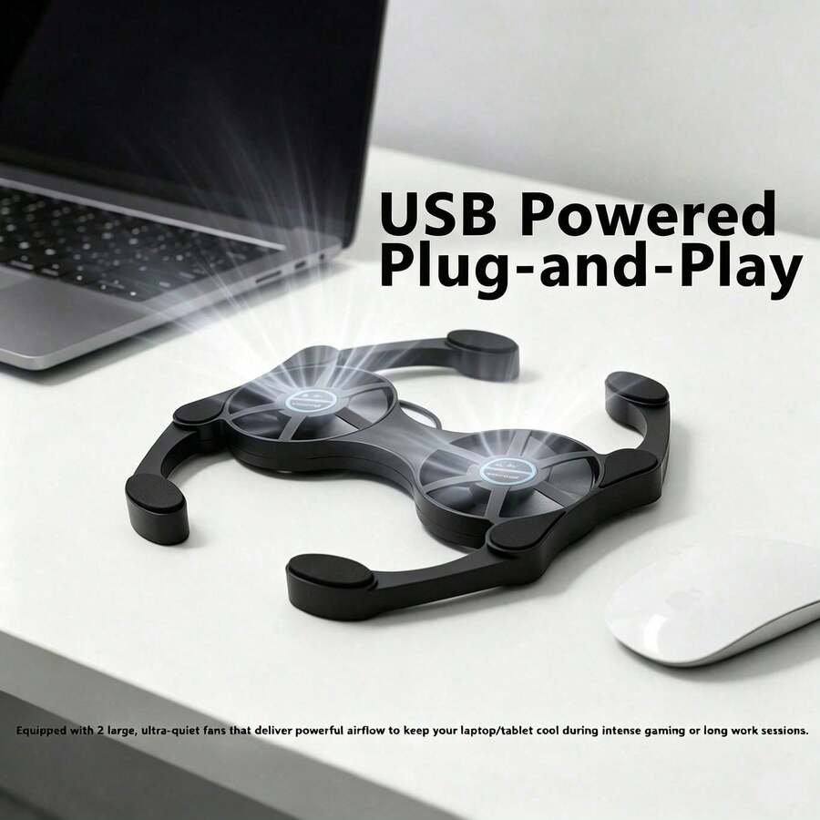 2-In-1 Portable USB Laptop Fan Stand, Foldable Notebook Cooling Pad ...