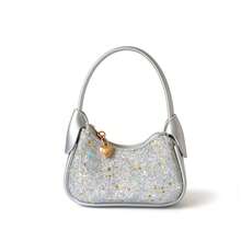Girls Glitter Star Mini Handbag With Heart Pendant Sequin Underarm Bag, Princess Party Accessory, Multiple Colors Available - A - View 8