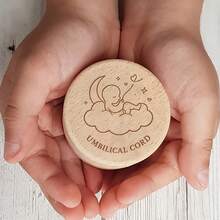 1pc Newborn Cloud Moon Engraved Wooden Keepsake Box, Umbilical Cord Storage Box, Baby Keepsake, Baby Baptism Gift - Multicolor - View 2