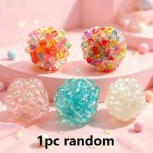1pc Sensory Fidget Toy: Colorful Mesh Squeeze Ball With Finger Beads, Soft Tactile Stress Relief Toy For Anxiety, Tension Release And Mindfulness, Suitable For Kids And Adults, Perfect Gift For Wedding Season - Multicolor - View 12