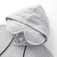 Autumn/Winter New! Men's Fashion Fleece Lined Thick Eye Mask Hooded Sweatshirt, Gradient Color Design, Suitable For Home Casual Wear - Grey - View 10
