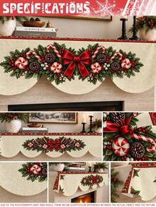 1pc,Christmas Style,Snowman,Santa Claus Print Fireplace Cloth,Christmas Home Decor,Christmas Decorations For Home,Christmas Home Decoration,Machine Washable,Hand Washable,Holiday Fireplace Decoration,Fireplace Cloth - Multicolor - View 8