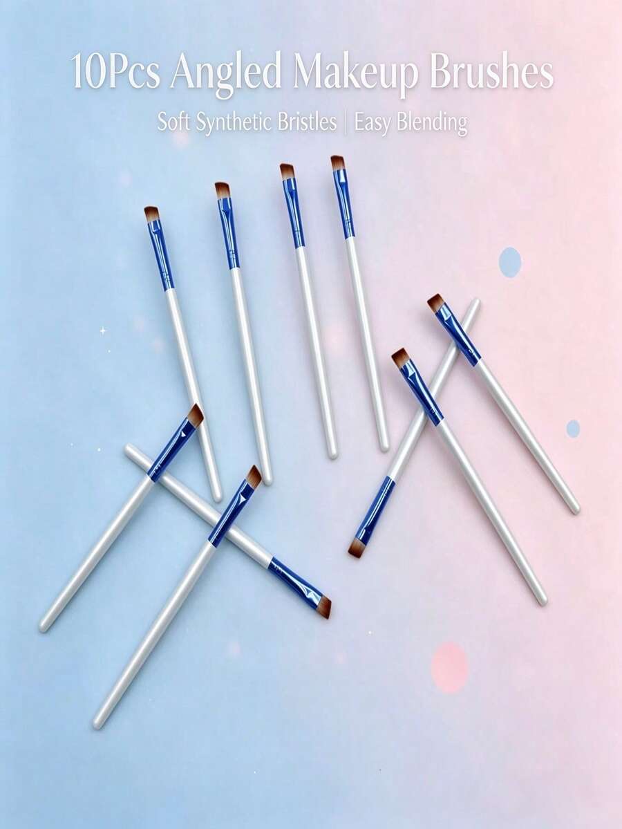 مجموعة 10 فرشاة حواجب مائلة، شعيرات ناعمة أداة مكياج دقيقة لملء الحواجب للاستخدام اليومي