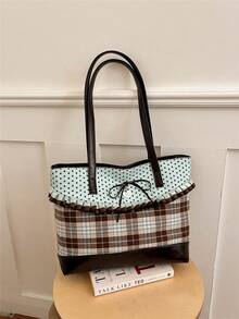 Large Capacity Women's Fashion Versatile Casual Minimalist Commuter Shoulder Tote Bag - Multicolor - View 1